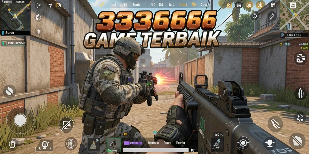 Screenshot gameplay 333666 menampilkan aksi tembak-menembak yang intens.