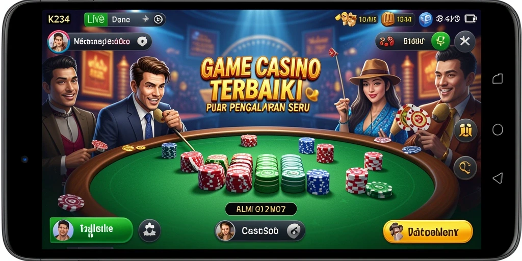 Screenshot K234 menampilkan dealer langsung dan suasana kasino yang autentik.