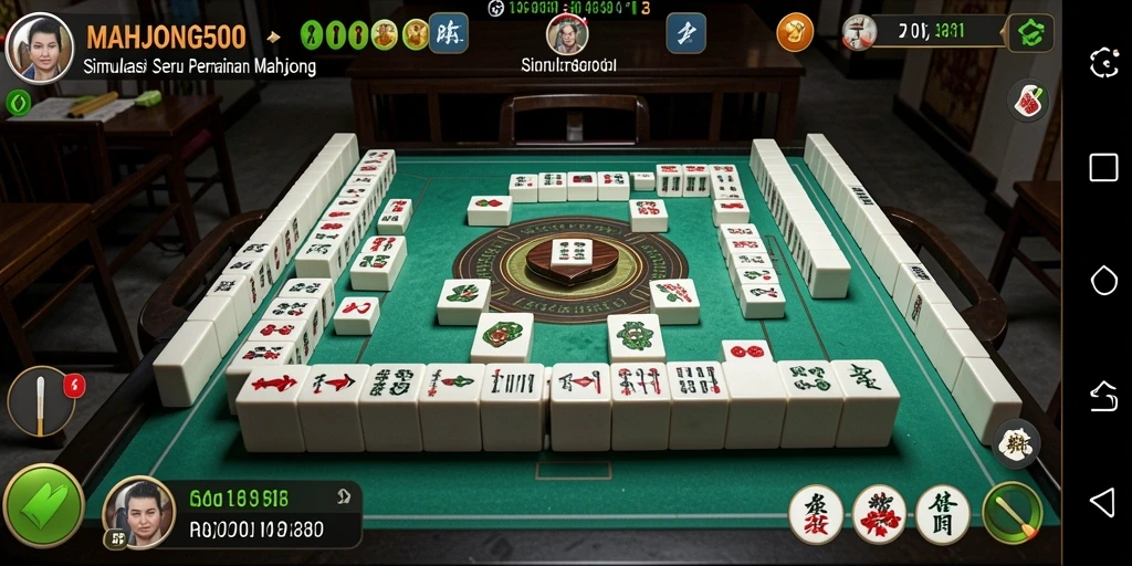Tampilan antarmuka menarik dari gameplay MAHJONG500.