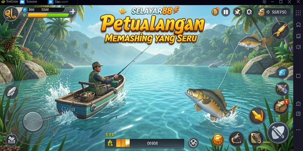 Screenshot gameplay <strong>SELAYAR88</strong> menampilkan aktivitas memancing yang seru dan menantang.
