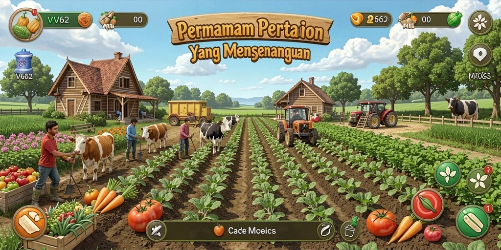 Gameplay VV62 yang menarik dengan variasi tanaman dan hewan.