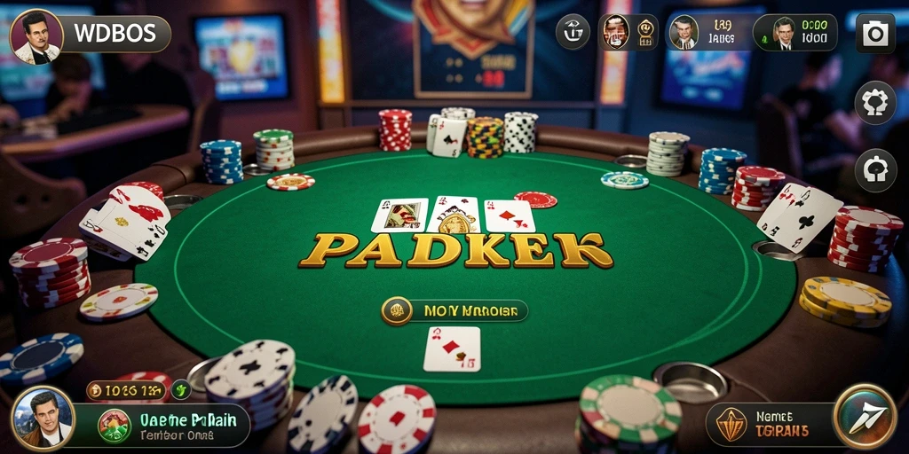 Tangkapan layar WDBOS menampilkan pengalaman bermain Poker yang mendebarkan.