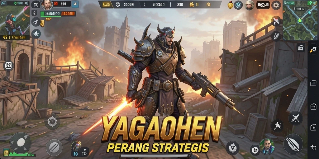 Tangkapan layar gameplay YAGAOHEN menampilkan aksi tembak-menembak yang seru.